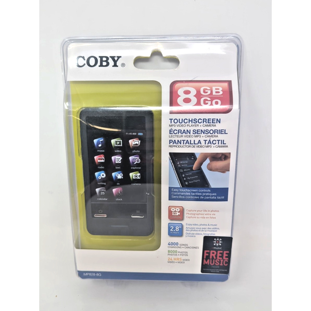 NEW Coby MP828-8G, 8GB MP3 Video Player+Camera, 2.8 TouchScreen with Speaker